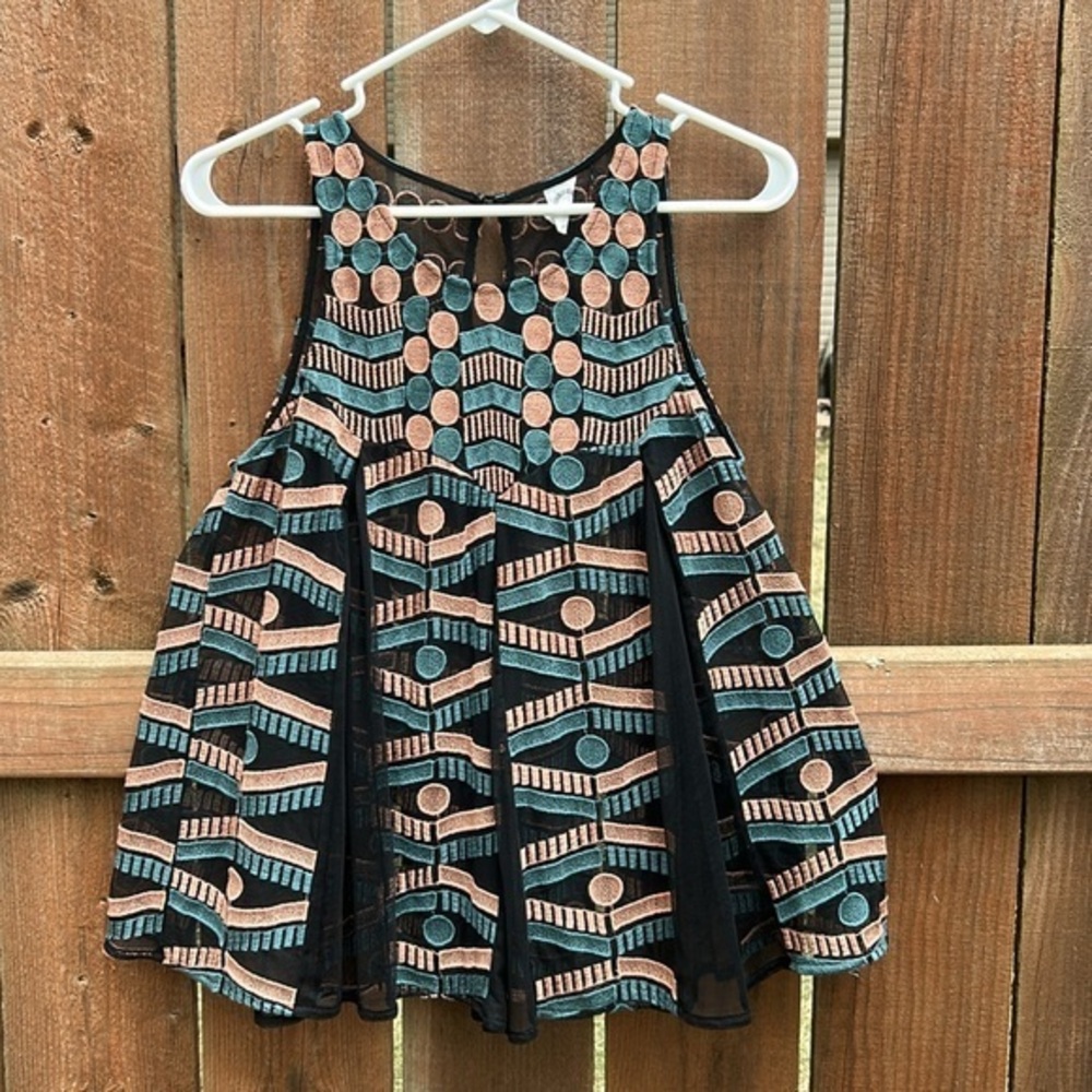 Anthropologie Akemi + Kin Kalila Embroidered Polka Dot Sheer Tank Top Size XS